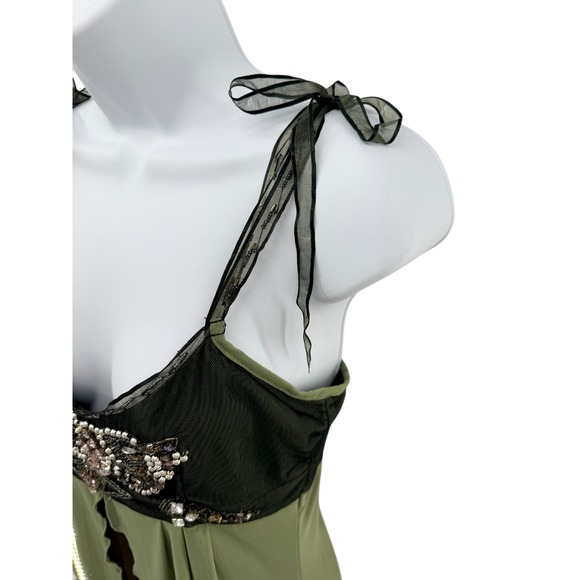 VTG Babydoll Fairy Whimsy Peppe Peluso Embellished Sheer Mesh Mini Dress M - Picture 5 of 11